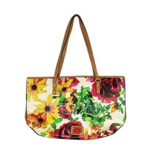 Nine West Floral Tote Shoulder Bag Vegan Large Bold Print Spring